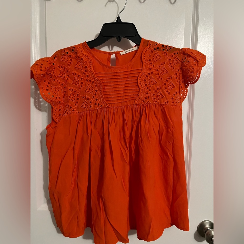 Orange Ellison Short Sleeve Top